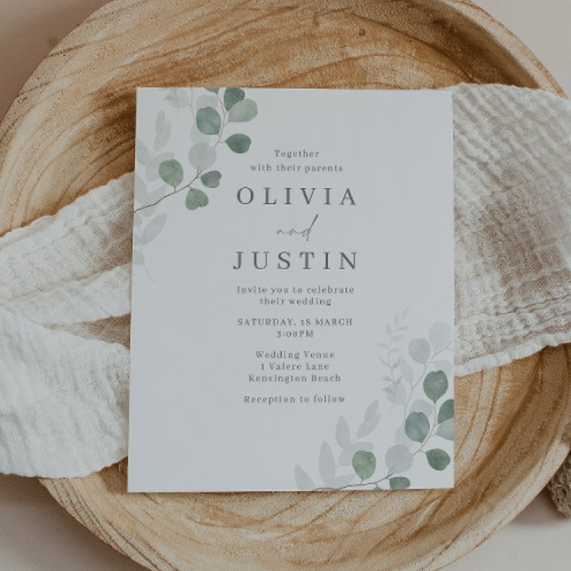 Elegante Hoja Verde En Invitación A La Boda Presup (Subido por el creador)