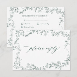 Elegante Hoja Verde Esmeralda Moderno RSVP de Boda