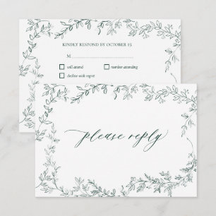 Elegante Hoja Verde Esmeralda Moderno RSVP de Boda