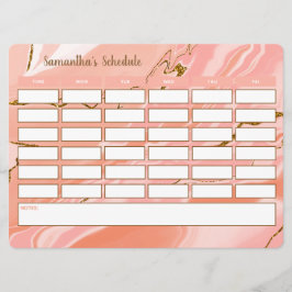 Elegante horario escolar semanal de Girly