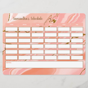 Elegante horario escolar semanal de Girly