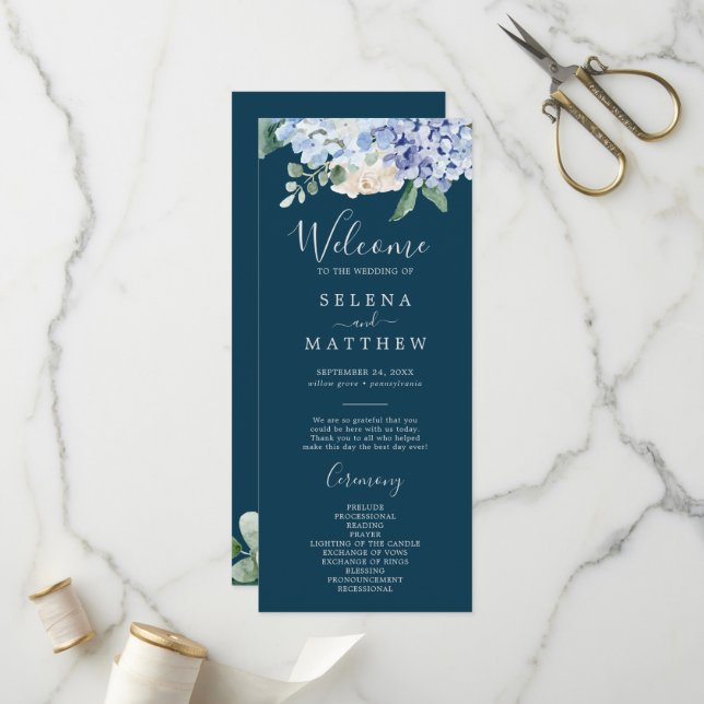Elegante Hydrangea Azul | Programa de bodas de la  (Anverso/Reverso In Situ)