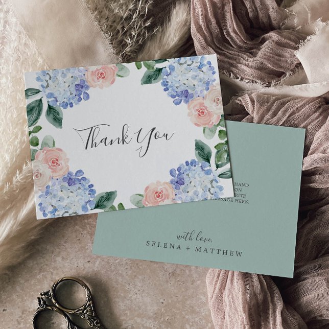Elegante Hydrangea Azul | Tarjeta de agradecimient (Subido por el creador)