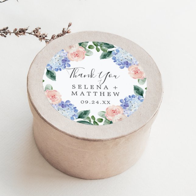 Elegante Hydrangea Gracias Pegatina Favor De Boda (Subido por el creador)