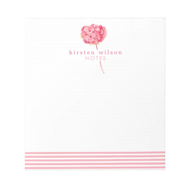Elegante Hydrangea Rosa - Bloc de notas personaliz (Frente)