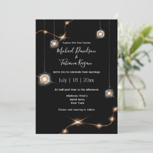 elegante iluminación dorada invitación de boda mod