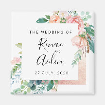 Elegante imán de boda floral, boda