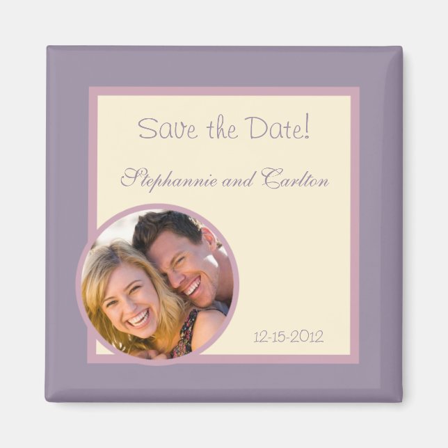 Elegante imán de Invitación Boda púrpura (Frente)