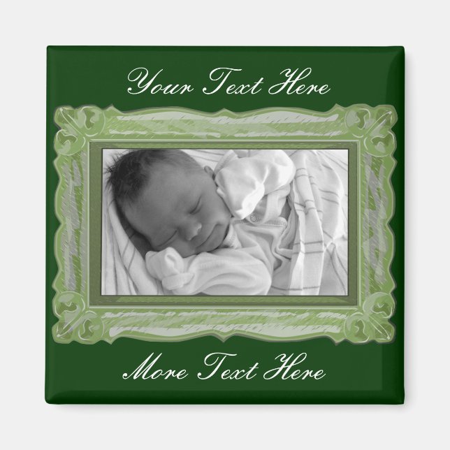 Elegante imán de marco verde (Frente)