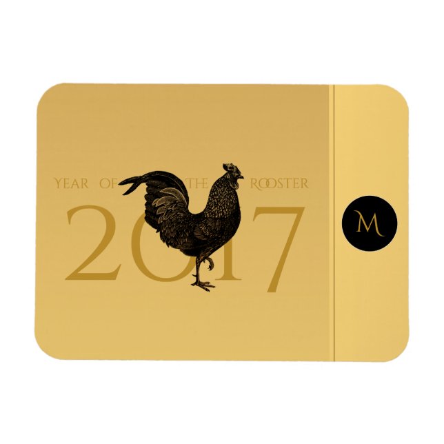 Elegante imán de saludo de Año 2017 del gallo vint (Horizontal)
