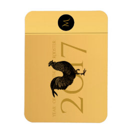 Elegante imán de saludo de Año 2017 del gallo vint