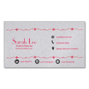 Elegante imán de tarjetas de visita de plata