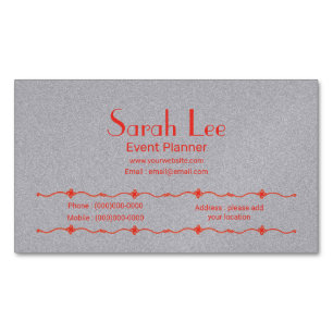 Elegante imán de tarjetas de visita gris plateado