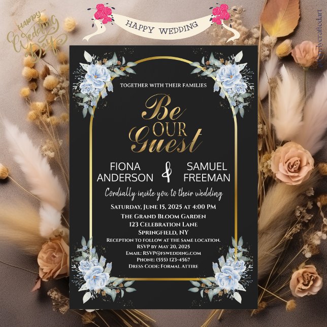Elegante imán negro y Boda de oro favorece a (Subido por el creador)