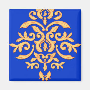 Elegante imán Royal Blue & Gilded Damask