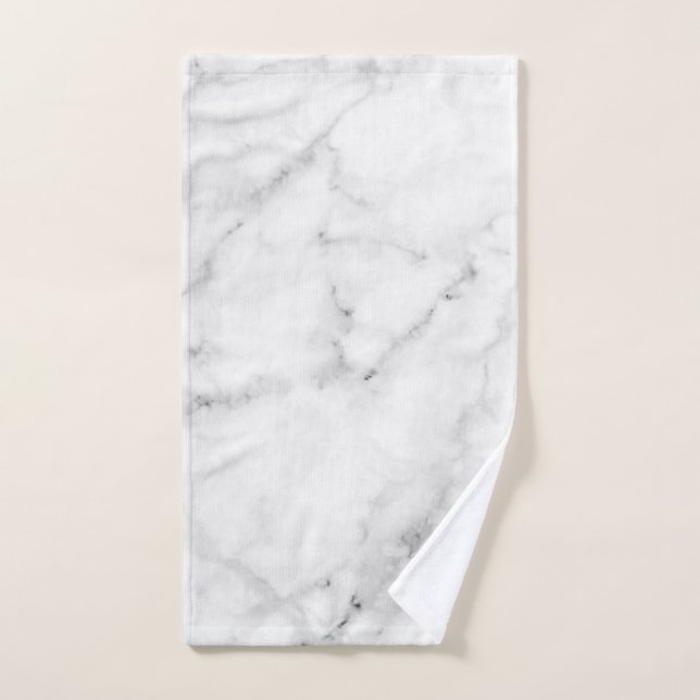 Elegante impresión de mármol blanco con textura pl (Toalla de mano)