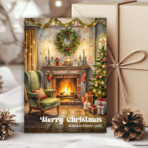 Elegante interior de Navidad vintage en rojo brill