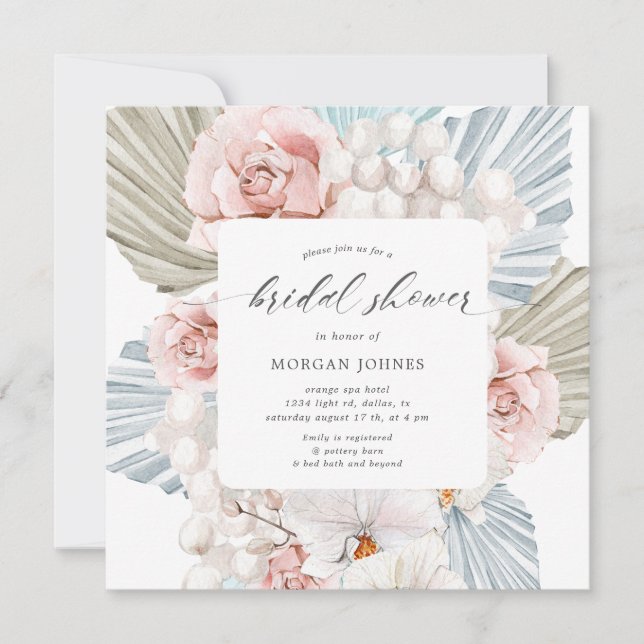 elegante invierno azul bohemia floral Bridal Showe (Anverso)