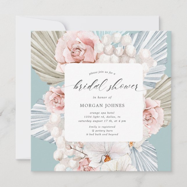 elegante invierno azul bohemia floral Bridal Showe (Anverso)