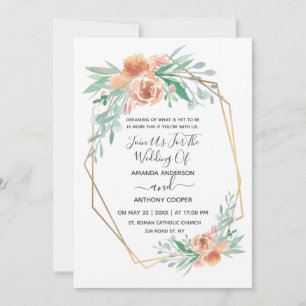 Elegante invitación a acuarela, rsvp y recepción e