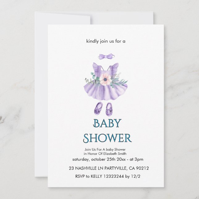 Elegante Invitación a Baby Shower (Anverso)