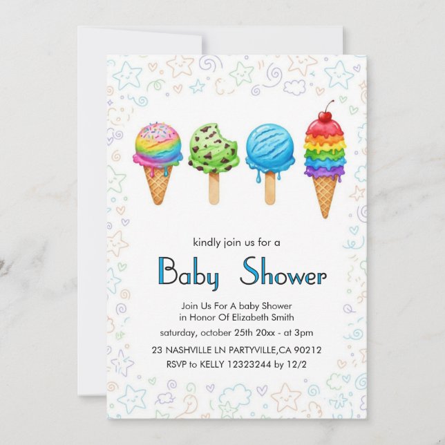 Elegante Invitación a Baby Shower (Anverso)