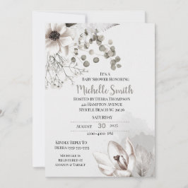 Elegante invitación a Baby Shower con crema de sab