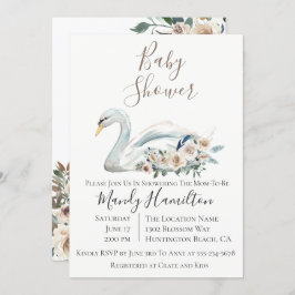 Elegante invitación a Baby Shower con flores de ci