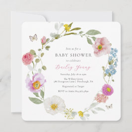Elegante invitación a Baby Shower con mariposa flo