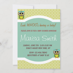 Elegante invitación a Baby Shower de búho