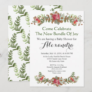 Elegante invitación a Baby Shower de Eucalyptus Fl