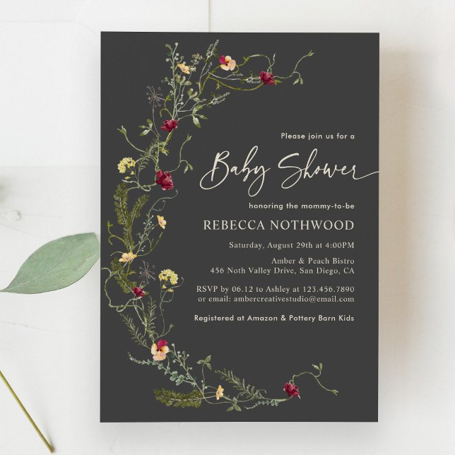 Elegante Invitación a Baby Shower de Flor Silvestr (Subido por el creador)