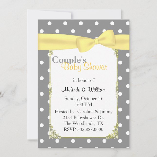 Elegante invitación a Baby Shower de pareja de dot (Anverso)