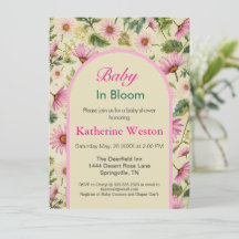Elegante Invitación a Baby Shower floral de primav