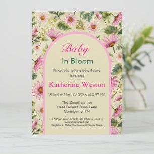 Elegante Invitación a Baby Shower floral de primav