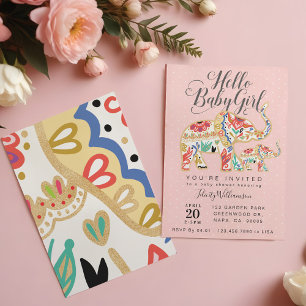 Elegante invitación a Baby Shower para elefantes d