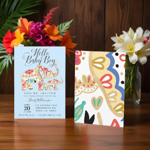 Elegante invitación a Baby Shower para elefantes d