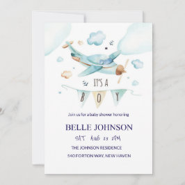 Elegante invitación a Baby Shower - Tema del avión