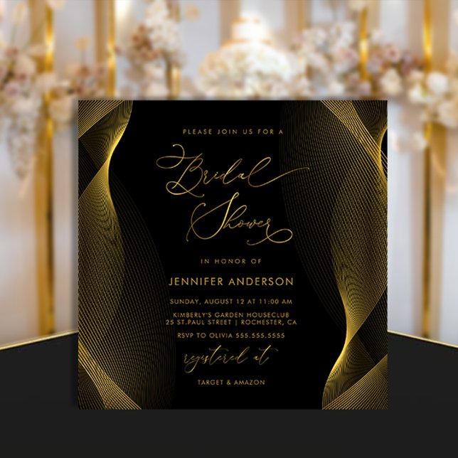 Elegante invitación a bañarse en negro y oro (Subido por el creador)