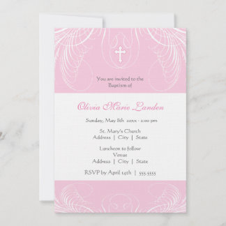 Elegante invitación a bautizar a una bebé