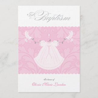 Elegante invitación a bautizar a una bebé