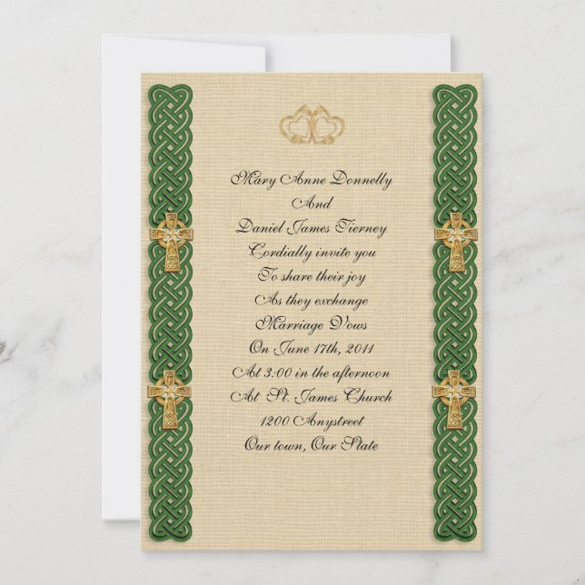 Elegante invitación a boda irlandesa (Anverso)