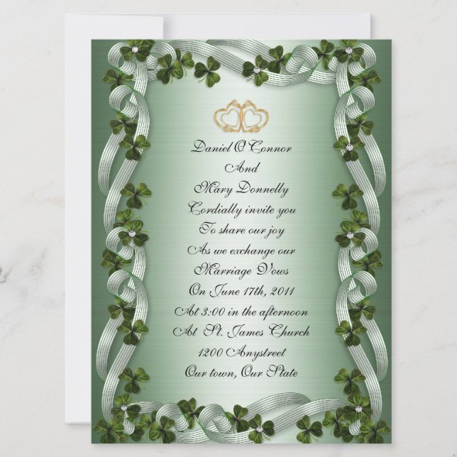 Elegante invitación a boda irlandesa (Anverso)