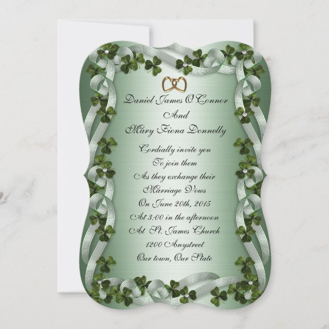 Elegante invitación a boda irlandesa (Anverso)