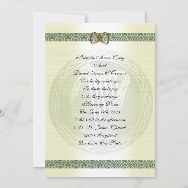 Elegante invitación a boda irlandesa (Anverso)