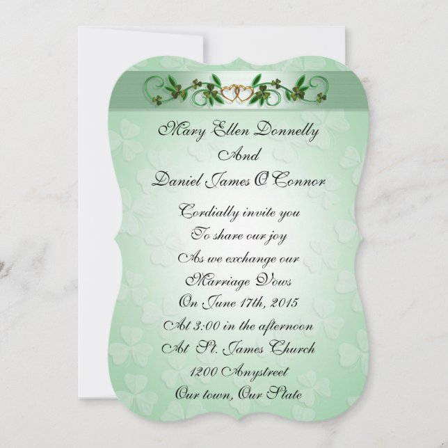 Elegante invitación a boda irlandesa (Anverso)