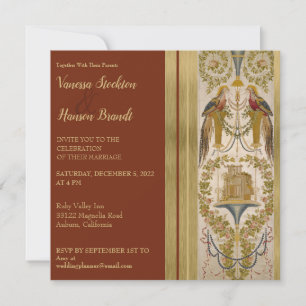 Elegante invitación a bodas con barro de época