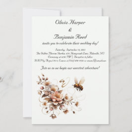 Elegante invitación a bodas con flores y abejas