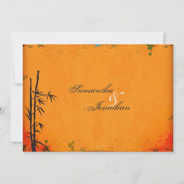 Elegante invitación a bodas de bambú asiático (Anverso)