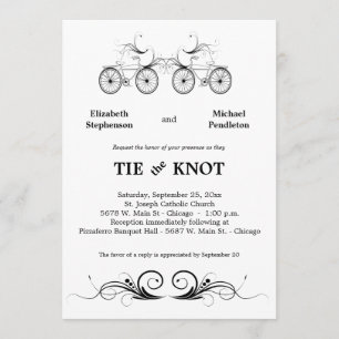 Elegante invitación a bodas de bicicleta antigua
